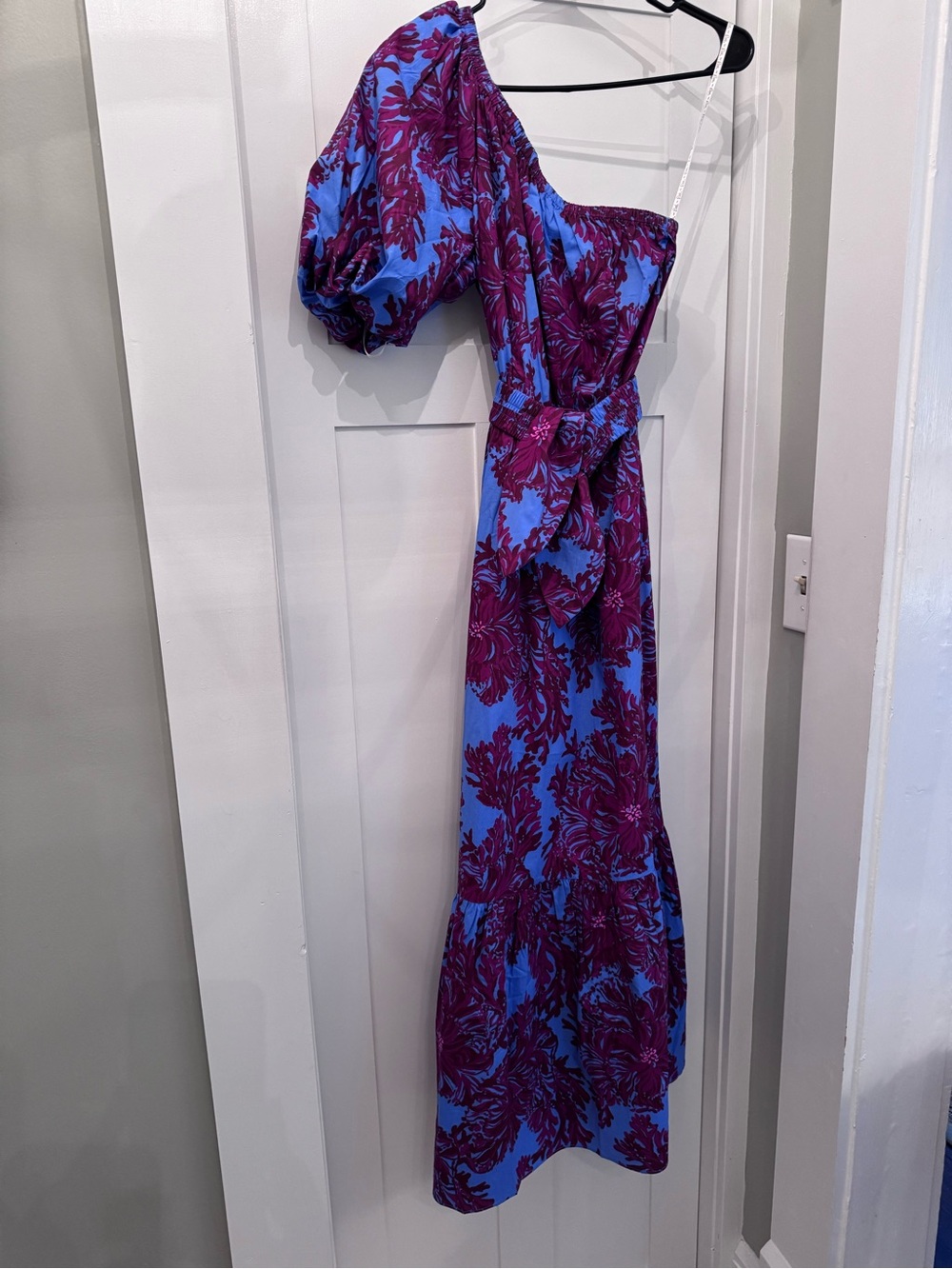 Lilly Pulitzer One-Shoulder Maxi Dress in Blue & Purple Floral